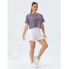 imageTHE GYM PEOPLE Womens Workout Crop Top TShirt Short Sleeve Boxy Yoga Running Cropped Basic TeeGrey Purple