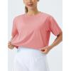 imageTHE GYM PEOPLE Womens Workout Crop Top TShirt Short Sleeve Boxy Yoga Running Cropped Basic TeeRose Red