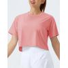 imageTHE GYM PEOPLE Womens Workout Crop Top TShirt Short Sleeve Boxy Yoga Running Cropped Basic TeeRose Red