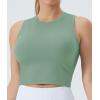 imageTHE GYM PEOPLE Womens Workout Crop Tops Sleeveless Yoga Running Shirts Athletic Tank Top No PaddingJasmine Green