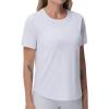 imageTHE GYM PEOPLE Womens Workout Short Sleeve Breathable TShirts Athletic Yoga Tee TopsHeather White