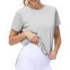 imageTHE GYM PEOPLE Womens Workout TShirts Loose Fit Short Sleeve Cotton Running Basic Tee Tops with Split HemBright Grey