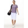 imageTHE GYM PEOPLE Womens Workout TShirts Loose Fit Short Sleeve Cotton Running Basic Tee Tops with Split HemGrey Purple