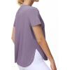 imageTHE GYM PEOPLE Womens Workout TShirts Loose Fit Short Sleeve Cotton Running Basic Tee Tops with Split HemGrey Purple