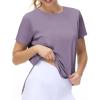 imageTHE GYM PEOPLE Womens Workout TShirts Loose Fit Short Sleeve Cotton Running Basic Tee Tops with Split HemGrey Purple