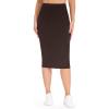 imageTHE GYM PEOPLE Womens High Waist Tummy Control Pencil Skirts Stretchy Bodycon Midi Skirt Below Knee with Back SlitBrown