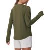 imageTHE GYM PEOPLE Womens Long Sleeve Workout Shirts Athletic Crewneck Hiking Tops with Thumb HoleArmy Green