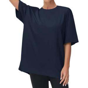 imageTHE GYM PEOPLE Womens Casual Oversized TShirts Summer Crewneck Short Sleeve Workout Basic Tee TopsDark Navy Blue