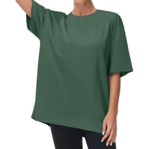 imageTHE GYM PEOPLE Womens Casual Oversized TShirts Summer Crewneck Short Sleeve Workout Basic Tee TopsSoft Green
