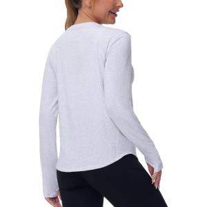 imageTHE GYM PEOPLE Womens Long Sleeve Workout Shirts Athletic Crewneck Hiking Tops with Thumb HoleHeather White