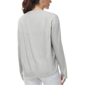 imageTHE GYM PEOPLE Womens Long Sleeve Workout Shirts Back Loose Fit Running Tee Tops with Thumb HoleBright Grey