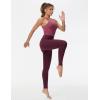 imageTHE GYM PEOPLE Thick High Waist Yoga Pants with Pockets Tummy Control Workout Running Yoga Leggings for WomenDark Red
