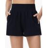 imageTHE GYM PEOPLE Womens High Waist Sweat Shorts Summer Athletic Lounge Short with Zipper PocketsBlack
