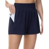 imageTHE GYM PEOPLE Womens High Waist Sweat Shorts Summer Athletic Lounge Short with Zipper PocketsDark Blue