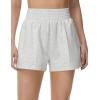 imageTHE GYM PEOPLE Womens High Waist Sweat Shorts Summer Athletic Lounge Short with Zipper PocketsHeather White