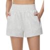imageTHE GYM PEOPLE Womens High Waist Sweat Shorts Summer Athletic Lounge Short with Zipper PocketsHeather White
