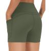 imageTHE GYM PEOPLE Womens High Waist Workout Shorts Breathable Dolphin Split Elastic Lounge Yoga ShortsBean Green