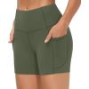 imageTHE GYM PEOPLE Womens High Waist Workout Shorts Breathable Dolphin Split Elastic Lounge Yoga ShortsBean Green