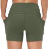 imageTHE GYM PEOPLE Womens High Waist Workout Shorts Breathable Dolphin Split Elastic Lounge Yoga ShortsBean Green