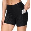 imageTHE GYM PEOPLE Womens High Waist Workout Shorts Breathable Dolphin Split Elastic Lounge Yoga ShortsBlack Spot Leopard