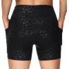 imageTHE GYM PEOPLE Womens High Waist Workout Shorts Breathable Dolphin Split Elastic Lounge Yoga ShortsBlack Spot Leopard
