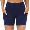 imageTHE GYM PEOPLE Womens High Waist Workout Shorts Breathable Dolphin Split Elastic Lounge Yoga ShortsBlue