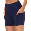 imageTHE GYM PEOPLE Womens High Waist Workout Shorts Breathable Dolphin Split Elastic Lounge Yoga ShortsBlue