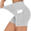imageTHE GYM PEOPLE Womens High Waist Workout Shorts Breathable Dolphin Split Elastic Lounge Yoga ShortsBright Grey