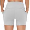 imageTHE GYM PEOPLE Womens High Waist Workout Shorts Breathable Dolphin Split Elastic Lounge Yoga ShortsBright Grey