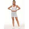 imageTHE GYM PEOPLE Womens High Waist Workout Shorts Breathable Dolphin Split Elastic Lounge Yoga ShortsBright Grey