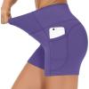 imageTHE GYM PEOPLE Womens High Waist Workout Shorts Breathable Dolphin Split Elastic Lounge Yoga ShortsBright Purple
