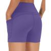 imageTHE GYM PEOPLE Womens High Waist Workout Shorts Breathable Dolphin Split Elastic Lounge Yoga ShortsBright Purple