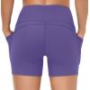 imageTHE GYM PEOPLE Womens High Waist Workout Shorts Breathable Dolphin Split Elastic Lounge Yoga ShortsBright Purple