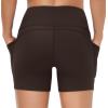 imageTHE GYM PEOPLE Womens High Waist Workout Shorts Breathable Dolphin Split Elastic Lounge Yoga ShortsBrown