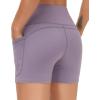 imageTHE GYM PEOPLE Womens High Waist Workout Shorts Breathable Dolphin Split Elastic Lounge Yoga ShortsCrystal Purple