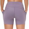 imageTHE GYM PEOPLE Womens High Waist Workout Shorts Breathable Dolphin Split Elastic Lounge Yoga ShortsCrystal Purple