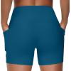 imageTHE GYM PEOPLE Womens High Waist Workout Shorts Breathable Dolphin Split Elastic Lounge Yoga ShortsDark Blue Green