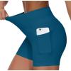 imageTHE GYM PEOPLE Womens High Waist Workout Shorts Breathable Dolphin Split Elastic Lounge Yoga ShortsDark Blue Green