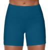 imageTHE GYM PEOPLE Womens High Waist Workout Shorts Breathable Dolphin Split Elastic Lounge Yoga ShortsDark Blue Green