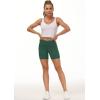 imageTHE GYM PEOPLE Womens High Waist Workout Shorts Breathable Dolphin Split Elastic Lounge Yoga ShortsDark Green