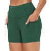 imageTHE GYM PEOPLE Womens High Waist Workout Shorts Breathable Dolphin Split Elastic Lounge Yoga ShortsDark Green