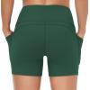 imageTHE GYM PEOPLE Womens High Waist Workout Shorts Breathable Dolphin Split Elastic Lounge Yoga ShortsDark Green