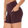 imageTHE GYM PEOPLE Womens High Waist Workout Shorts Breathable Dolphin Split Elastic Lounge Yoga ShortsDark Red