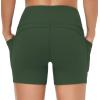 imageTHE GYM PEOPLE Womens High Waist Workout Shorts Breathable Dolphin Split Elastic Lounge Yoga ShortsDeep Green