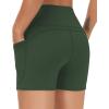 imageTHE GYM PEOPLE Womens High Waist Workout Shorts Breathable Dolphin Split Elastic Lounge Yoga ShortsDeep Green