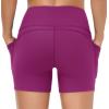 imageTHE GYM PEOPLE Womens High Waist Workout Shorts Breathable Dolphin Split Elastic Lounge Yoga ShortsFuchsia