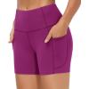 imageTHE GYM PEOPLE Womens High Waist Workout Shorts Breathable Dolphin Split Elastic Lounge Yoga ShortsFuchsia