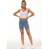 imageTHE GYM PEOPLE Womens High Waist Workout Shorts Breathable Dolphin Split Elastic Lounge Yoga ShortsGrey Blue