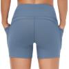 imageTHE GYM PEOPLE Womens High Waist Workout Shorts Breathable Dolphin Split Elastic Lounge Yoga ShortsGrey Blue
