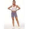imageTHE GYM PEOPLE Womens High Waist Workout Shorts Breathable Dolphin Split Elastic Lounge Yoga ShortsGrey Purple